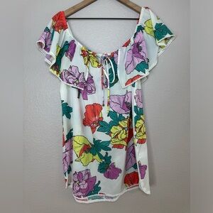 6 Shore Road by Pooja Swim Dress Cover Ashbury Poppies Ivory Print size Large